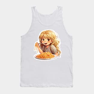 Cute Girl Eating Spaghetti Tank Top